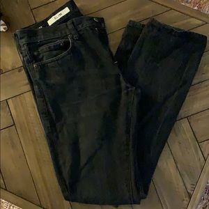 Distressed black denim